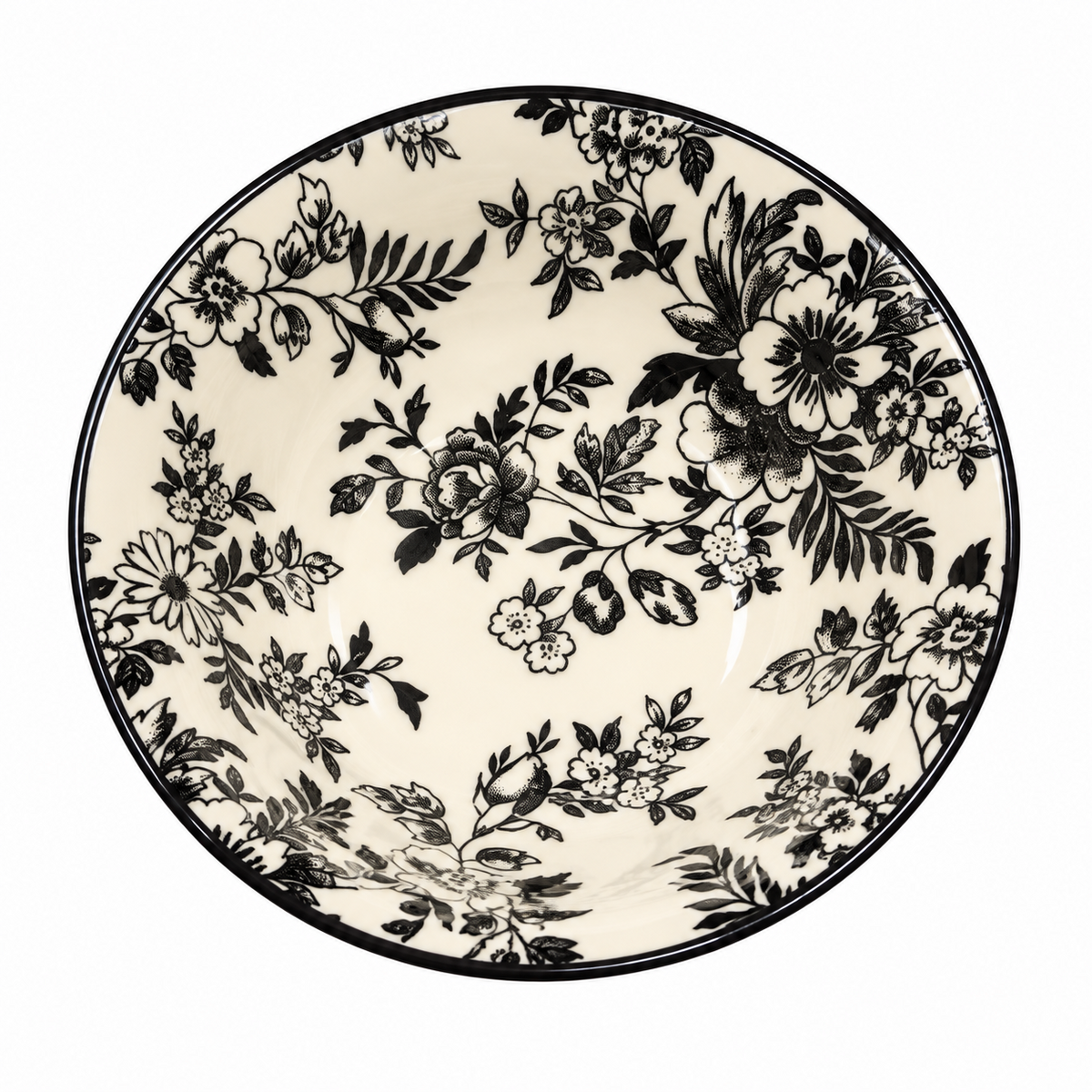 Black & White Floral Ceramic Dinner Set – 32 Pieces